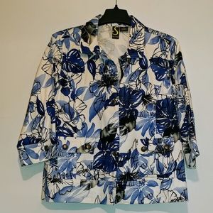 3/4 sleeve floral button jacket with pockets